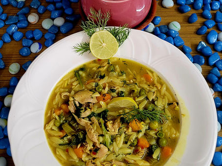 MEDITERRANEAN CHICKEN ORZO SOUP