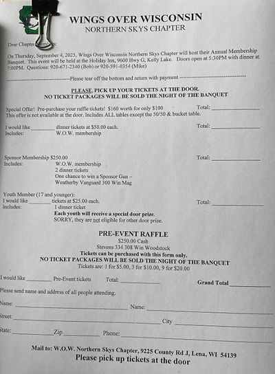 northern skys banquet invitation