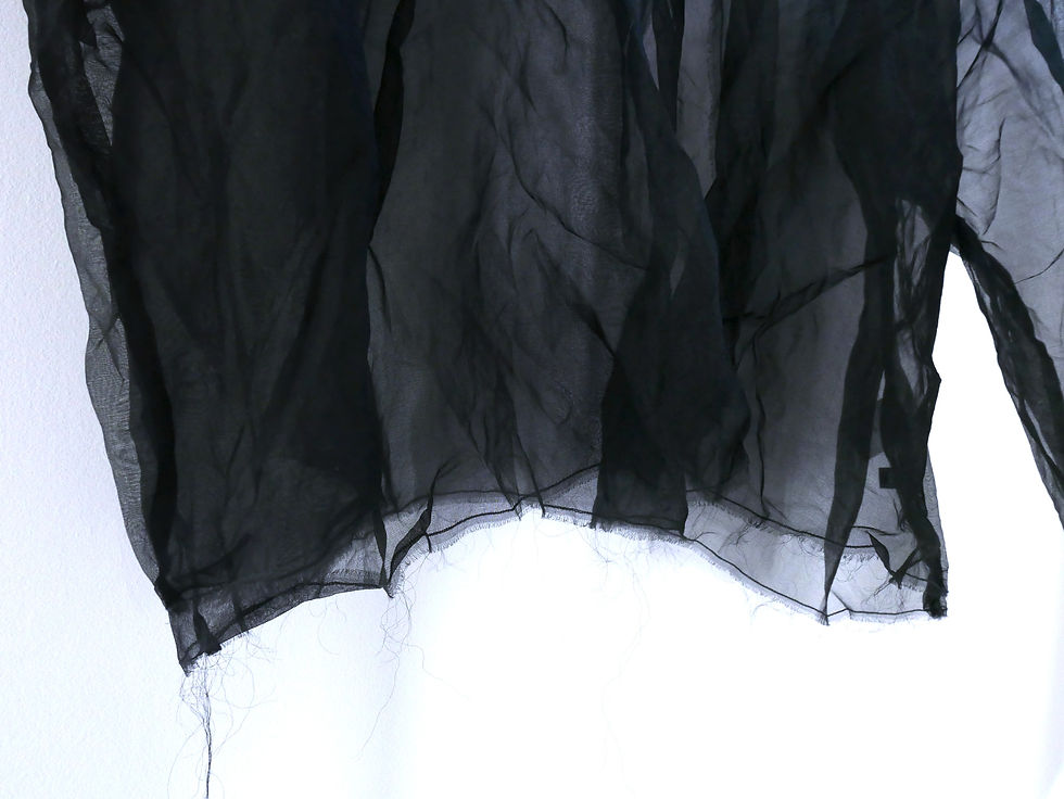 Thumbnail: [SCHA] Round Neck Open Front Volume Top "OE" - organza