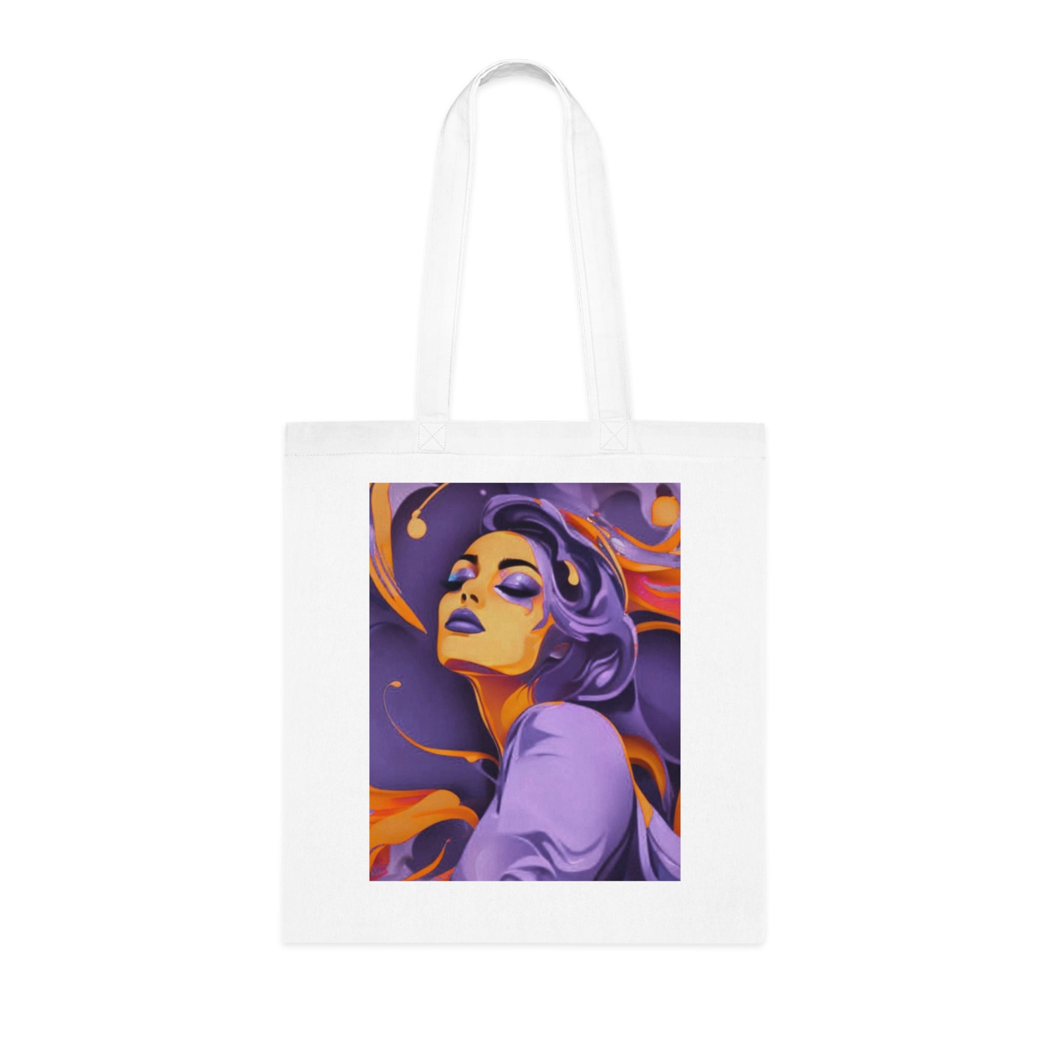 DD® 'FEMININE GRACE' Cotton Tote - ORANGE & PURPLE DESIGN