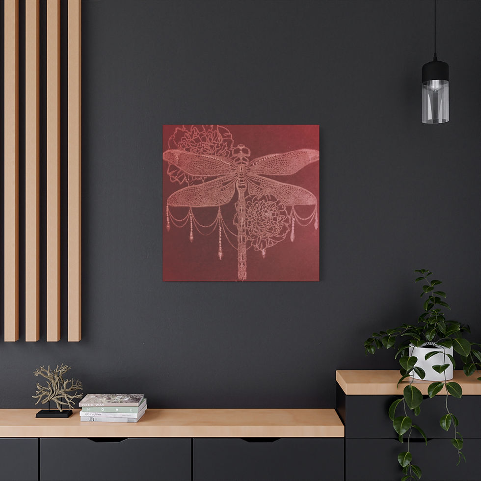 Thumbnail: DD® Vibrant Dragonfly JEWEL RED DESIGN Canvas Art, Home Decor, Art, Gift