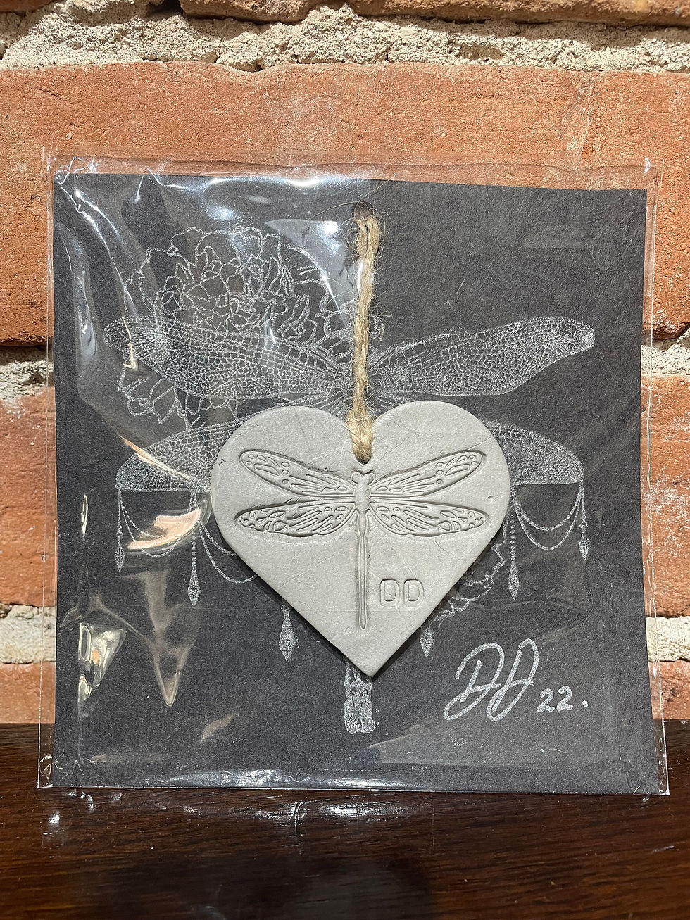 Thumbnail: DD® - DRAGONFLY EMBOSSED CLAY HEART