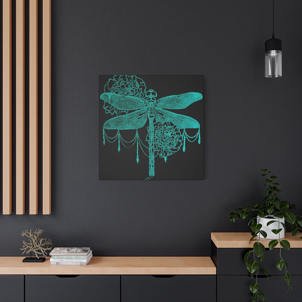 Thumbnail: DD® 'DARK RANGE - TEAL' Canvas Art, Home Decor, Art, Gift, Halloween, Dragonfly
