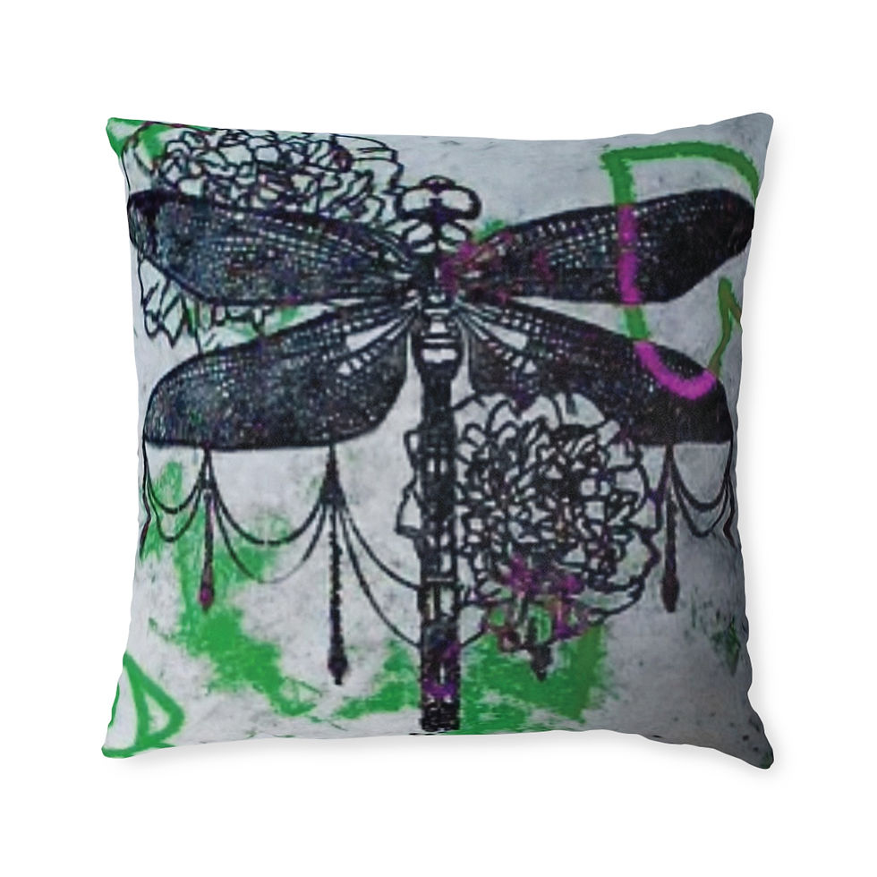 Thumbnail: DD® 'DARK RANGE - EYE' Dragonfly Square Cushion, Boho Decor, Gift, Halloween