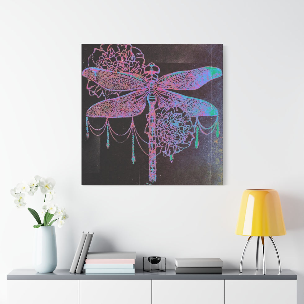 Thumbnail: DD® 'DARK RANGE - NEON NEGATIVE' Canvas Art, Decor, Gift, Halloween, Dragonfly