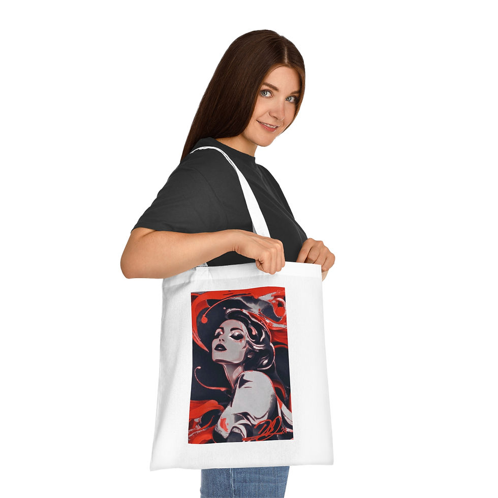 Thumbnail: DD® 'FEMANINE GRACE' Cotton Tote - RED DESIGN