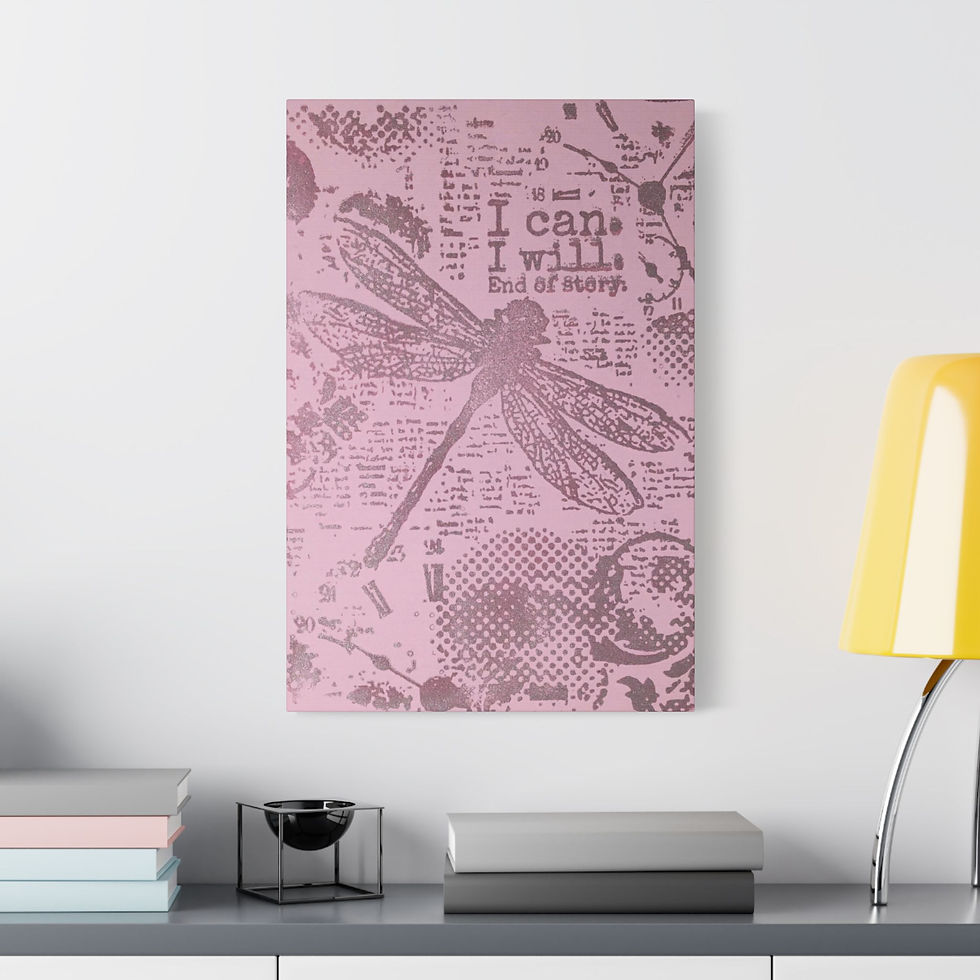Thumbnail: DD® Dragonfly 'I CAN I WILL' PINK Canvas Art Print, Inspiration Wall Decor,Art