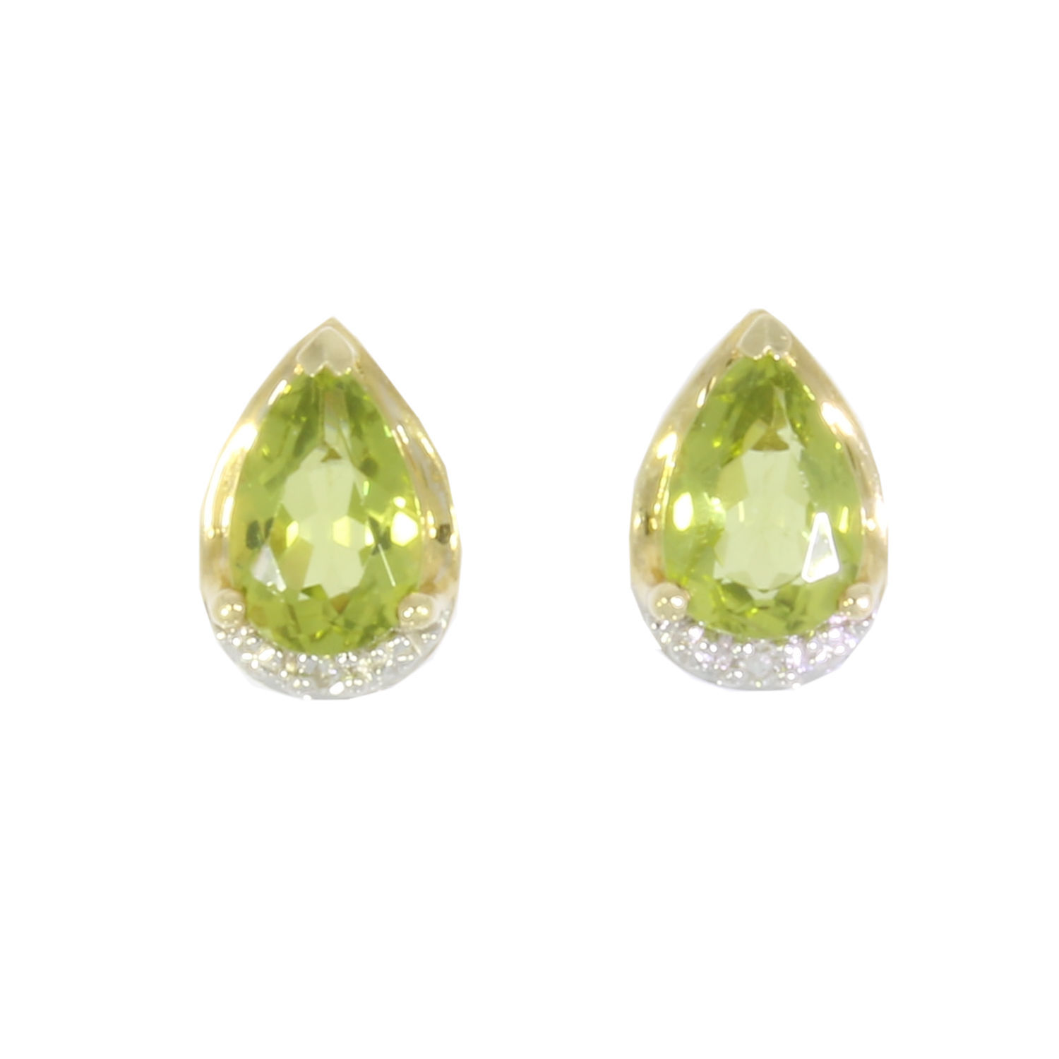 Peridot and Diamond Earrings in Yellow Gold