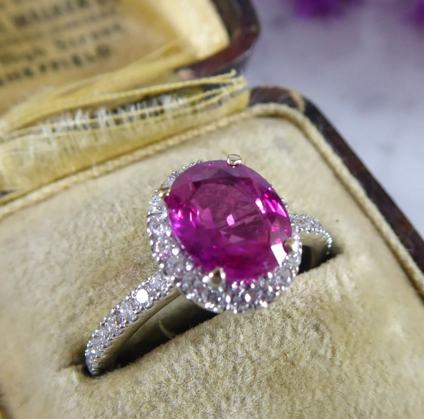 Ruby and Diamond Cluster Ring in 18ct White Gold