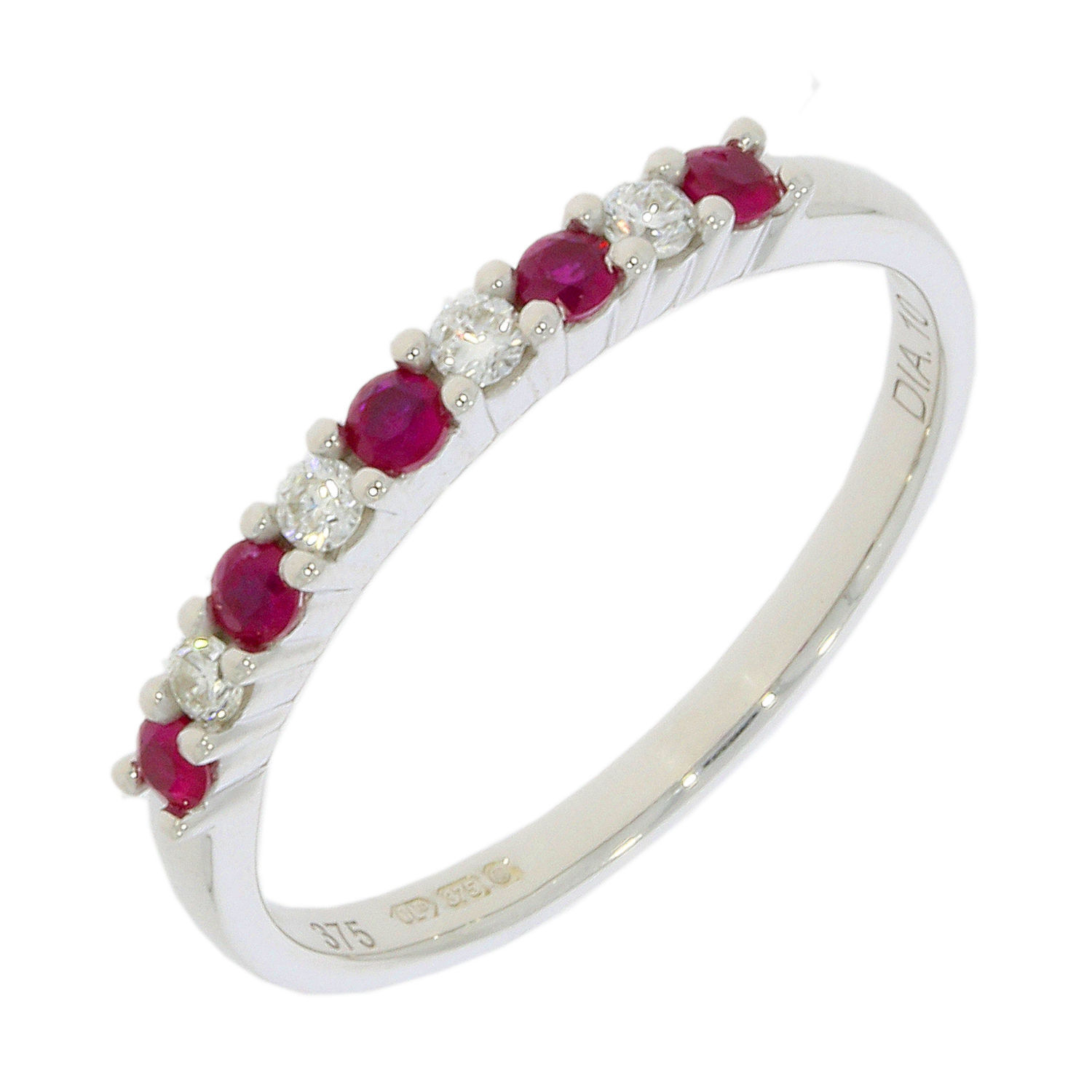 Ruby and Diamond Half Set Eternity in White Gold