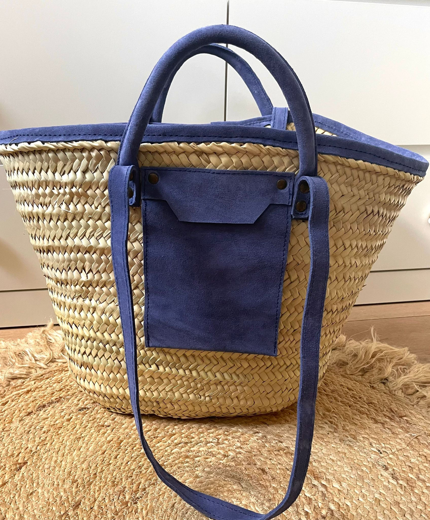 Suéde leather shopper - jeans blue
