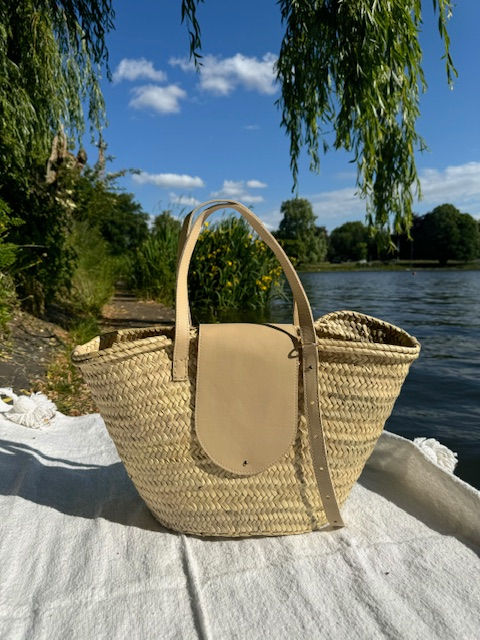 Thumbnail: Leather 'Yael' bag - beige