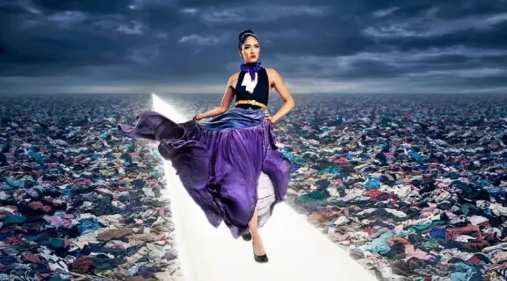 Fashion show and textile waste on the floor