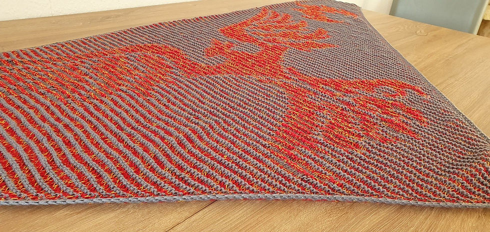 Miniaturbild: Phoenix, Mythologie, Schattenstricken, Motivtuch, Tuch Strickanleitung