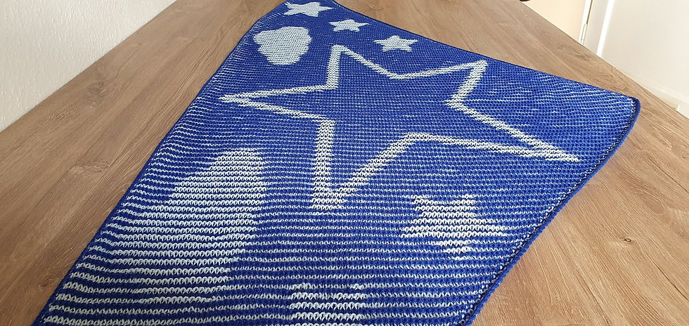 Miniaturbild: Sterne und Wolken, Schattenstricken, Motivtuch, Tuch Strickanleitung
