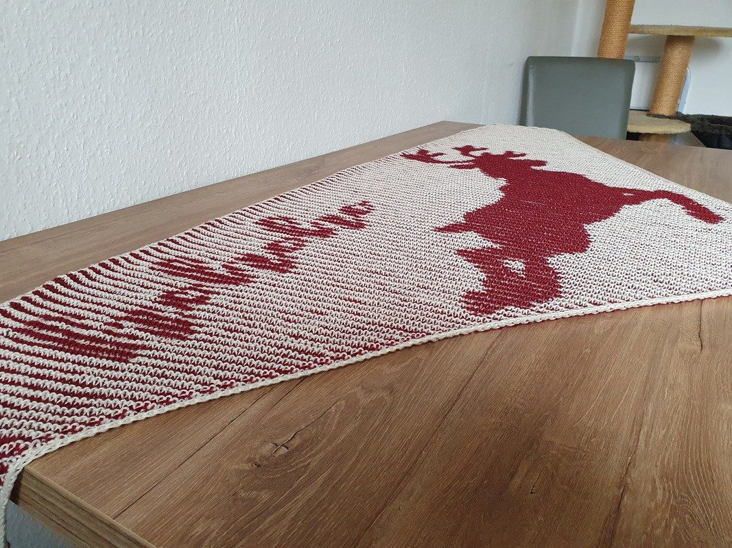 Rentier, Weihnachten, Schattenstricken, Motivtuch, Tuch Strickanleitung