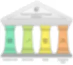 Infographic showing essential steps for how to get into property, featuring four Greek columns representing financial pillars: investment funds, credit, assets, and emergency reserves for real estate investing.