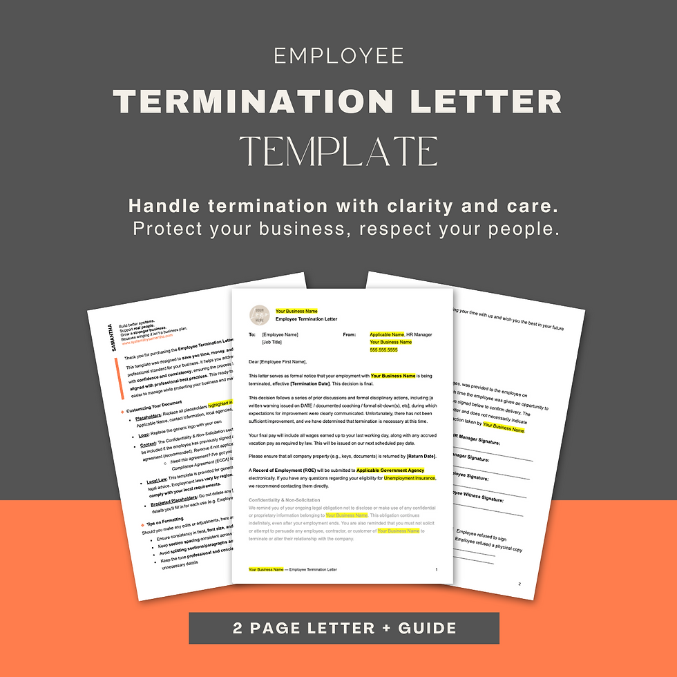 Employee termination letter template – customizable Word document for formal dismissal and offboarding
