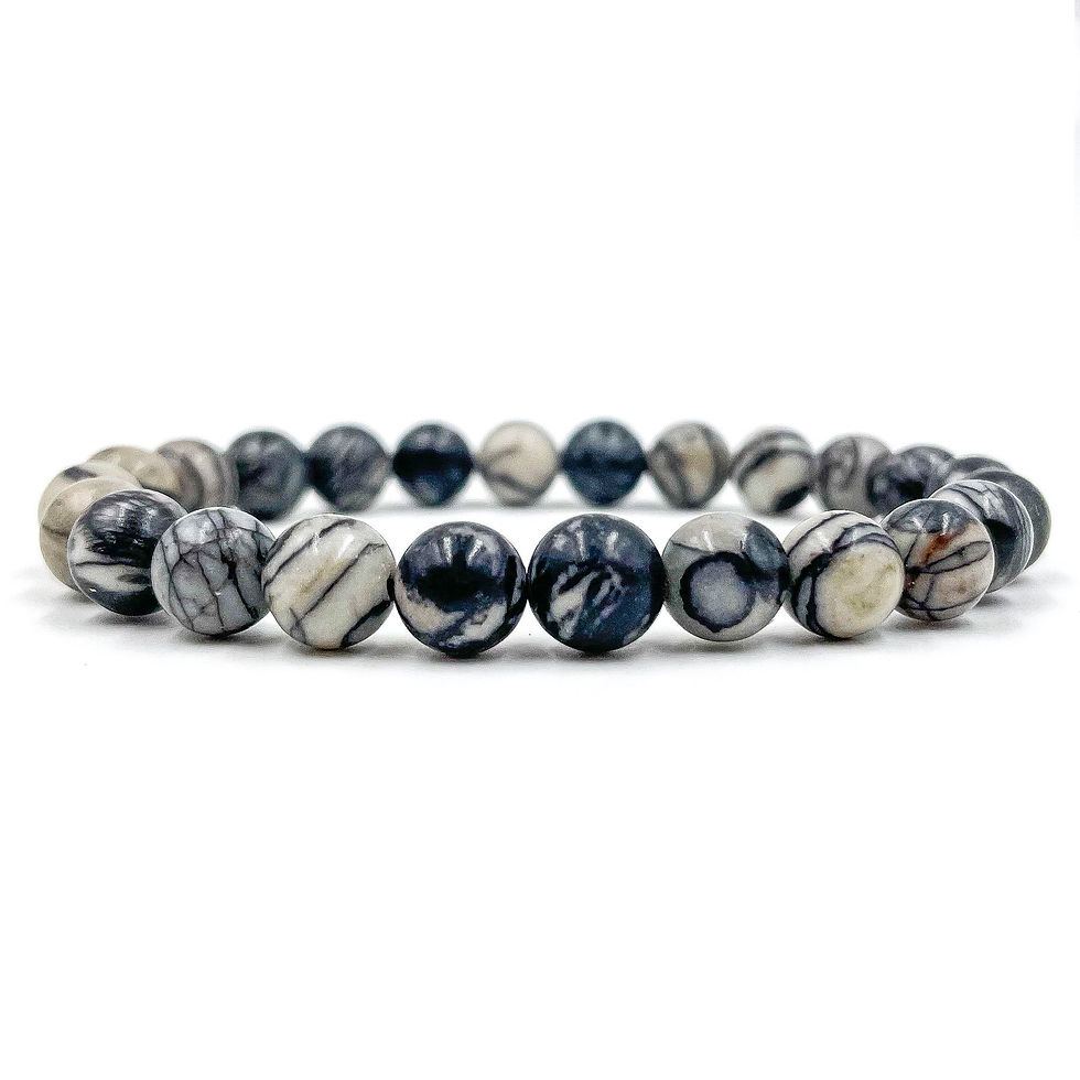 Thumbnail: Union - Black Silk Stone Gemstone Beaded Bracelet
