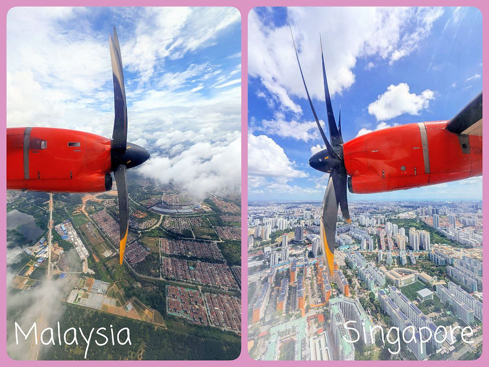 The view when landing in Malaysia and Singapore. Singapore has so many densely packed high rise buildings that sometimes I wonder if the island is just going to sink. 🤔