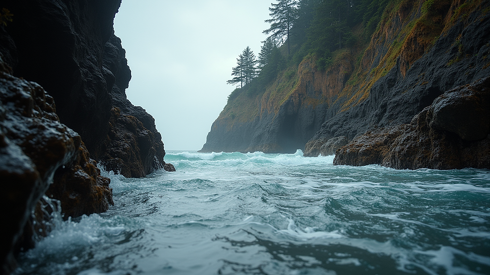 Eye-level view of McWay Falls cascading into the ocean
