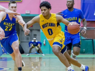 Strong Finish Lifts Monroe Mustangs Men’s Basketball to Big Region Victory over Harcum