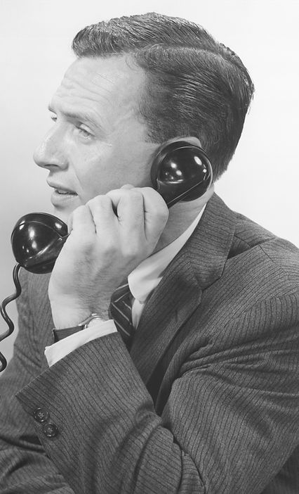 MMP Retro image of a man on the phone black and white