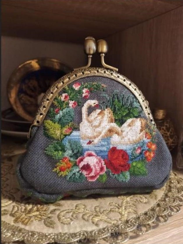 Thumbnail: Two Swans  in Flowers