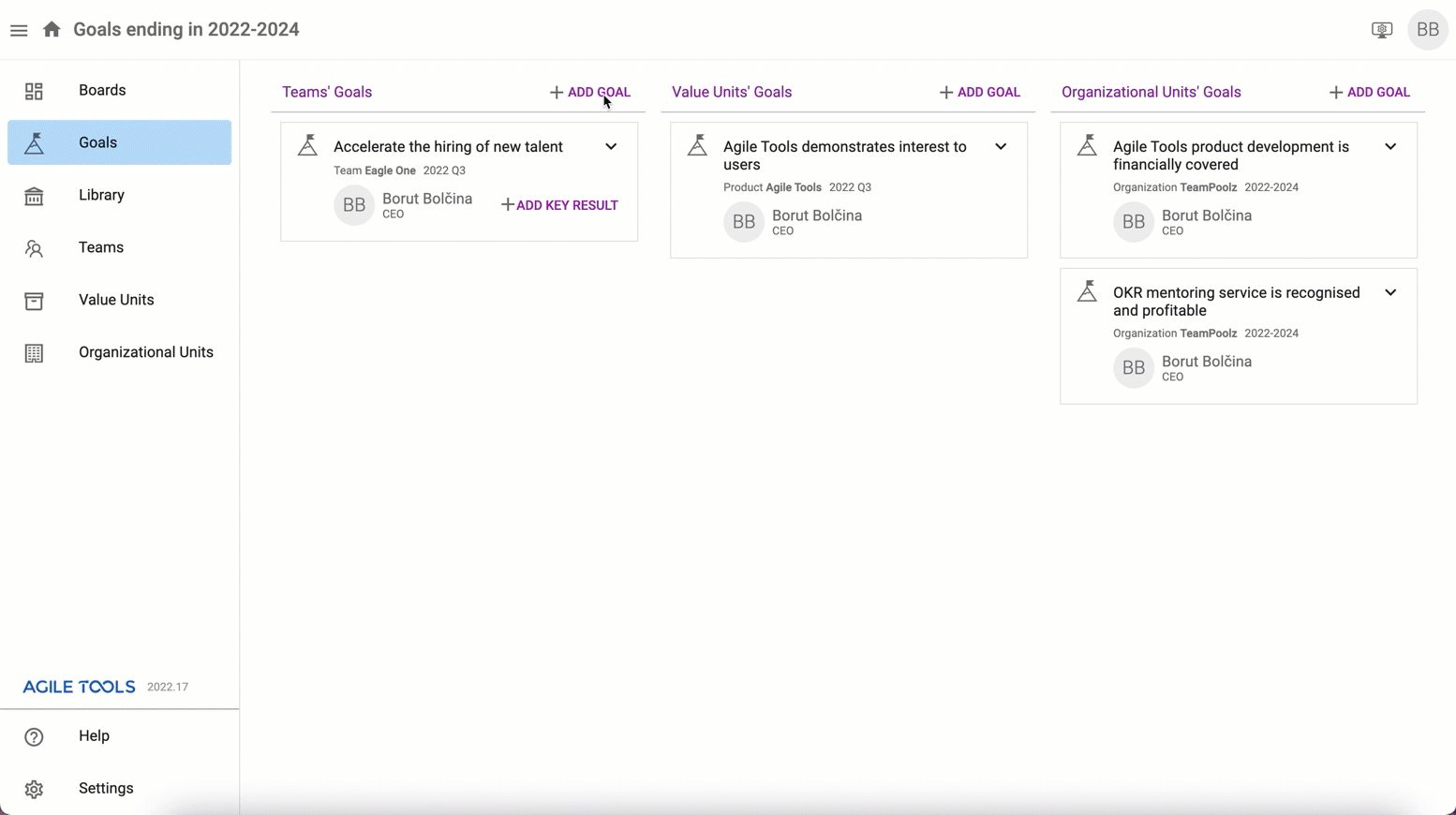Add Objective and selected Key Results from the Library