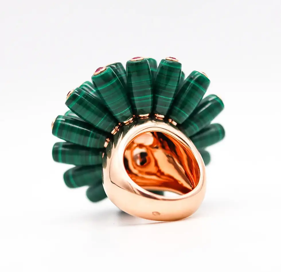Thumbnail: Cartier Nouvelle Bague Cocktail Ring In 18Kt Gold With Malachite And Rubies
