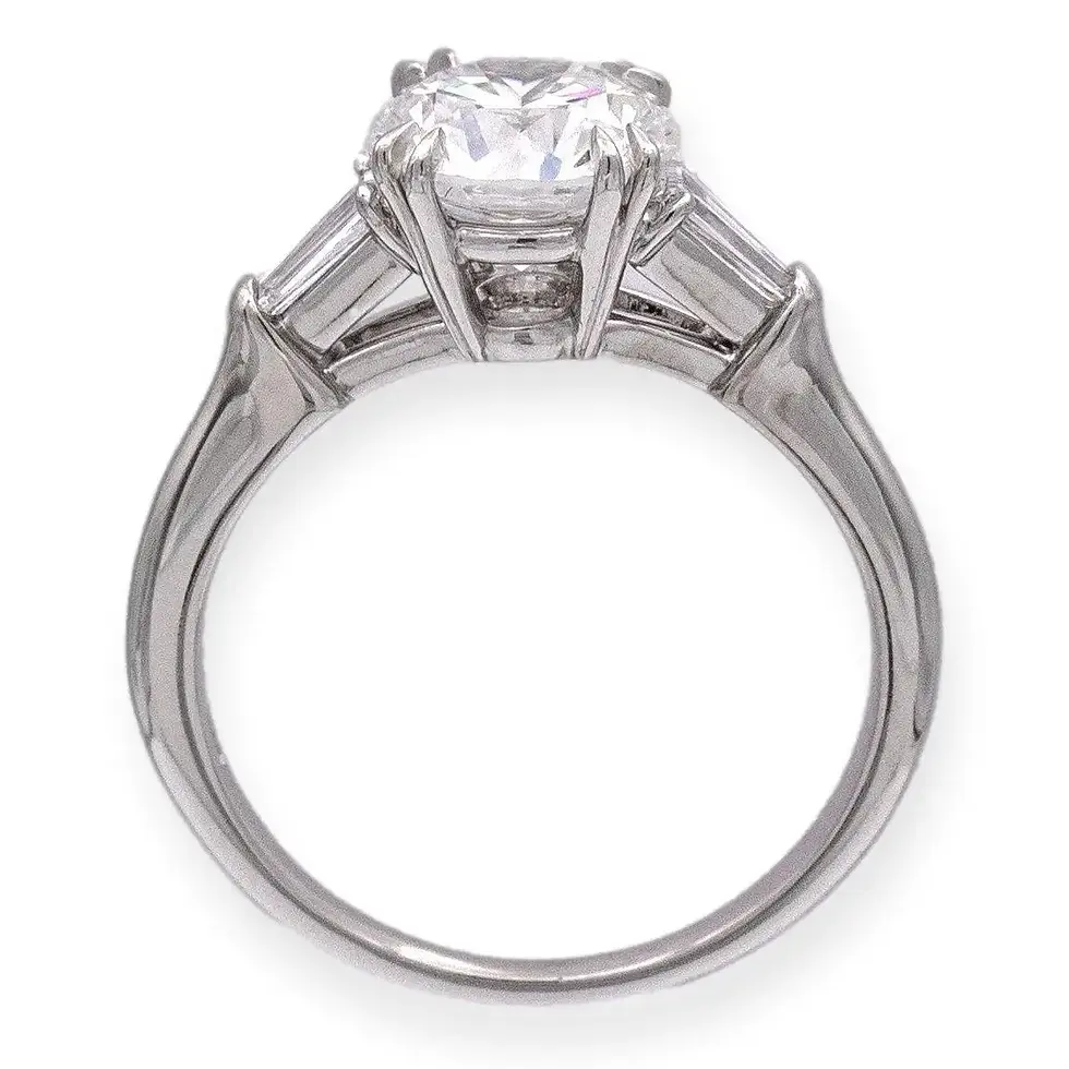 Thumbnail: Harry Winston Platinum Round Diamond Engagement Ring w/Baguettes 2.01ct TW FVS1