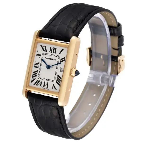 Thumbnail: Cartier Tank Louis Yellow Gold Black Strap Mens Watch W1529756