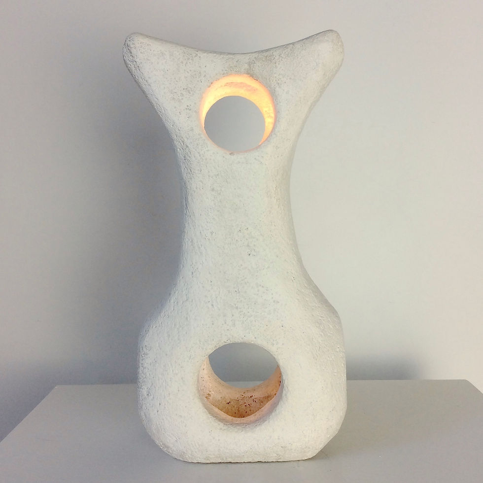 Sculptural Albert Tormos Limestone Table Lamp, circa 1970, France.