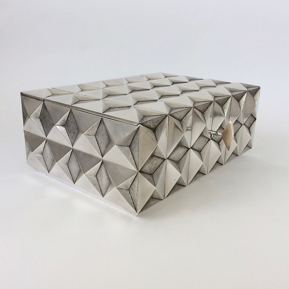 Precious Diamond Point Silver Plated Metal Box, 1970s, France.