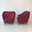 Miniature : Pair Of Dark Crimson Armchairs, circa 1940, Italy.