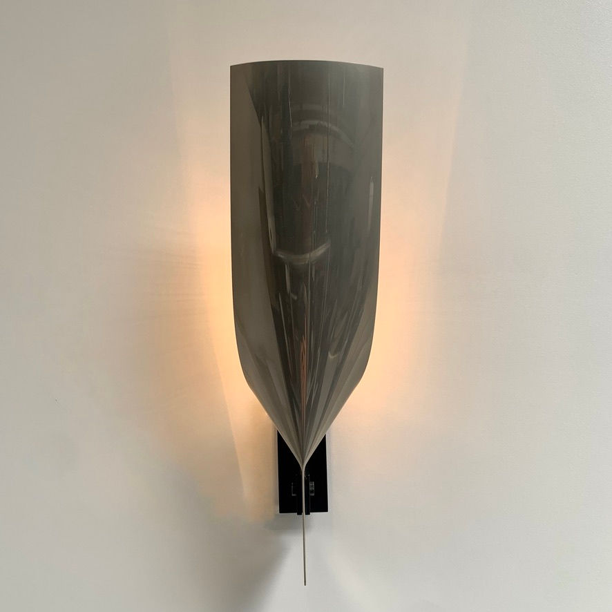 Miniature : Michel Boyer Era Large Metal Sconce, circa 1970, France.