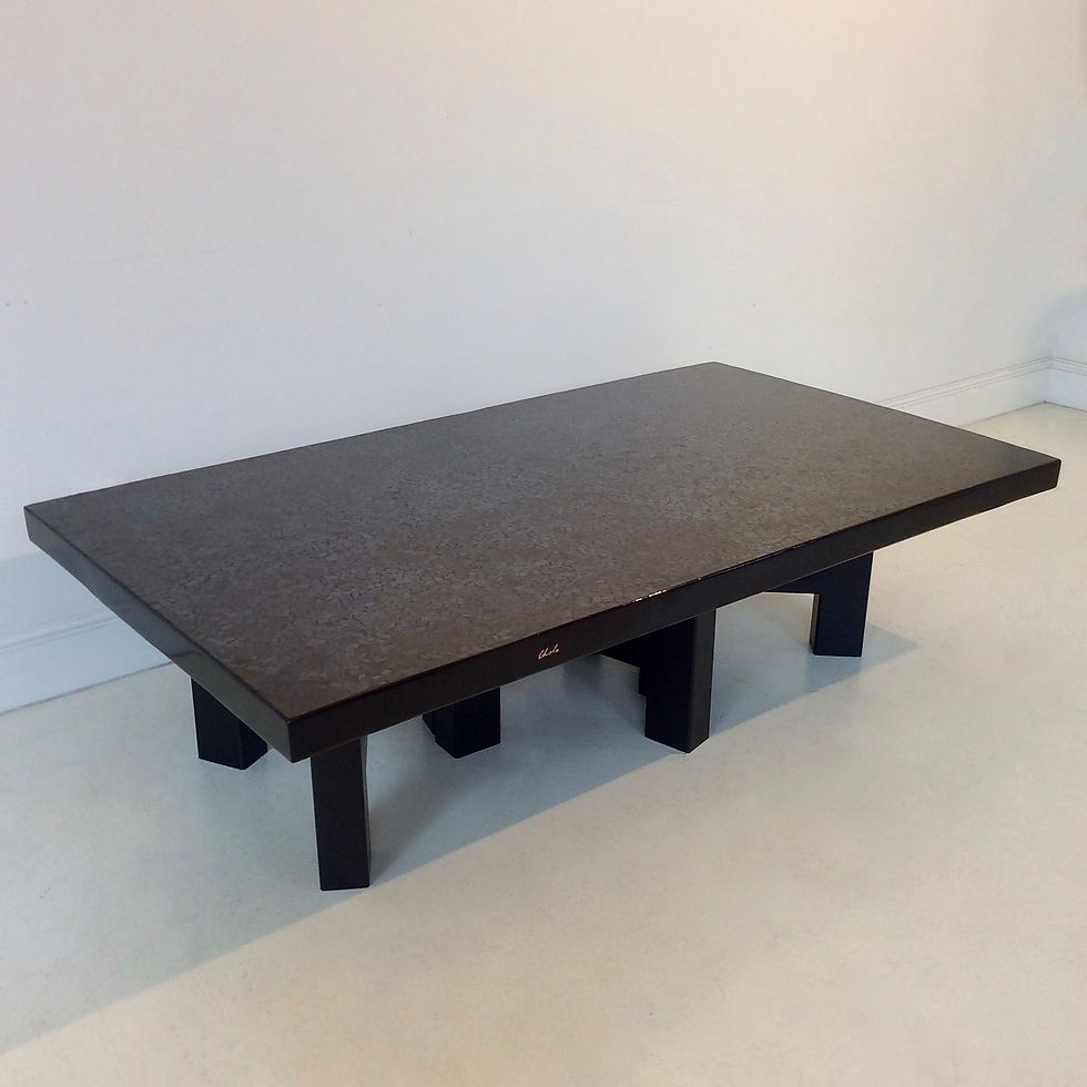 Miniature : Ado Chale Signed Haematite Mosaic Coffee Table, circa 1970, Belgium