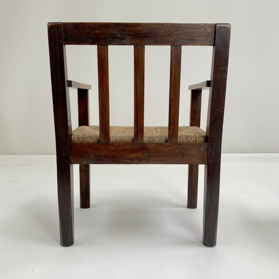 Miniature : Pair of Mid-Century Carved Oak French Armchairs, circa 1940.