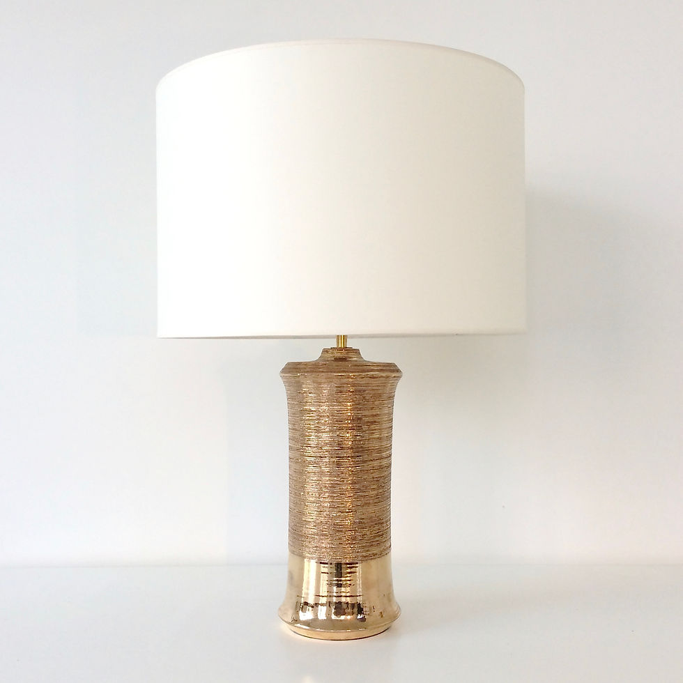 Gold Ceramic Table Lamp, circa 1970, Italy.