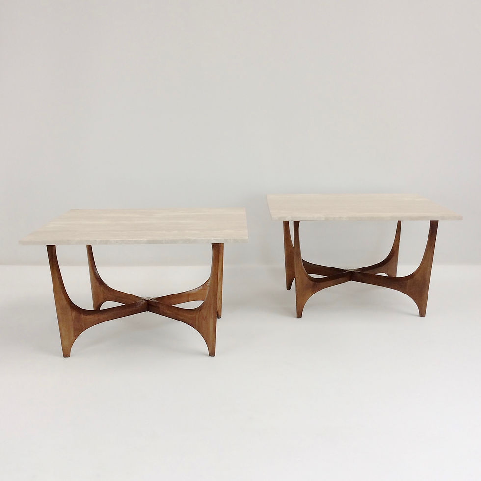 Pair of Travertine Coffee Tables by Lane, circa 1960, United States.