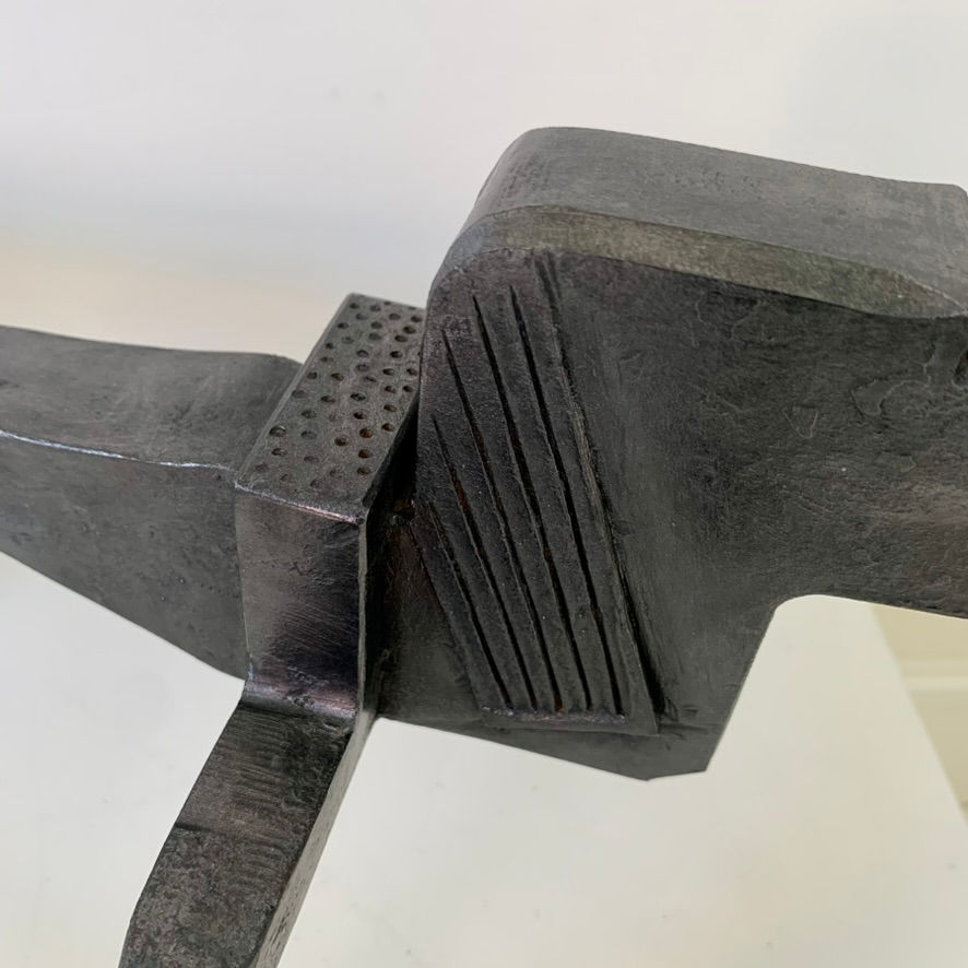 Miniature : Gaston Le Bourgeois Attributed Pair of Dogs Wrought Iron Andirons, 1930, France.