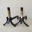 Miniature : Pair of wrought iron and brass andirons, circa 1960, France.