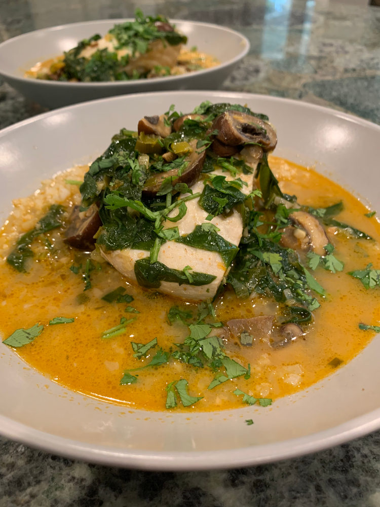 Poached Mahimahi in Thai Coconut Soup