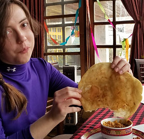 Bhatura and Chickpea Curry for breakfast at Hotel Kunzam in Manali
