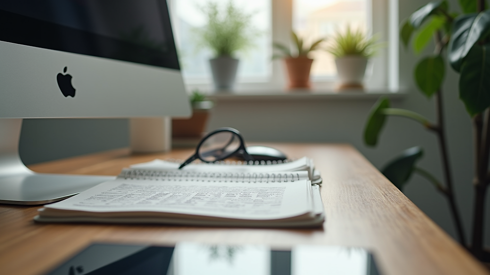Eye-level view of a therapist's workspace with a computer and therapy materials