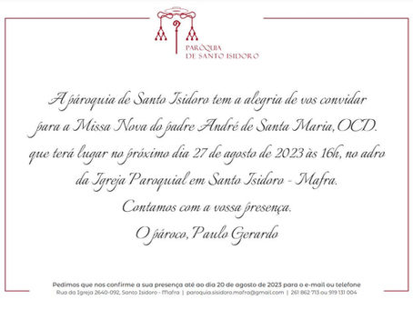 Convite | Missa Nova Fr. André de Santa Maria - Mafra