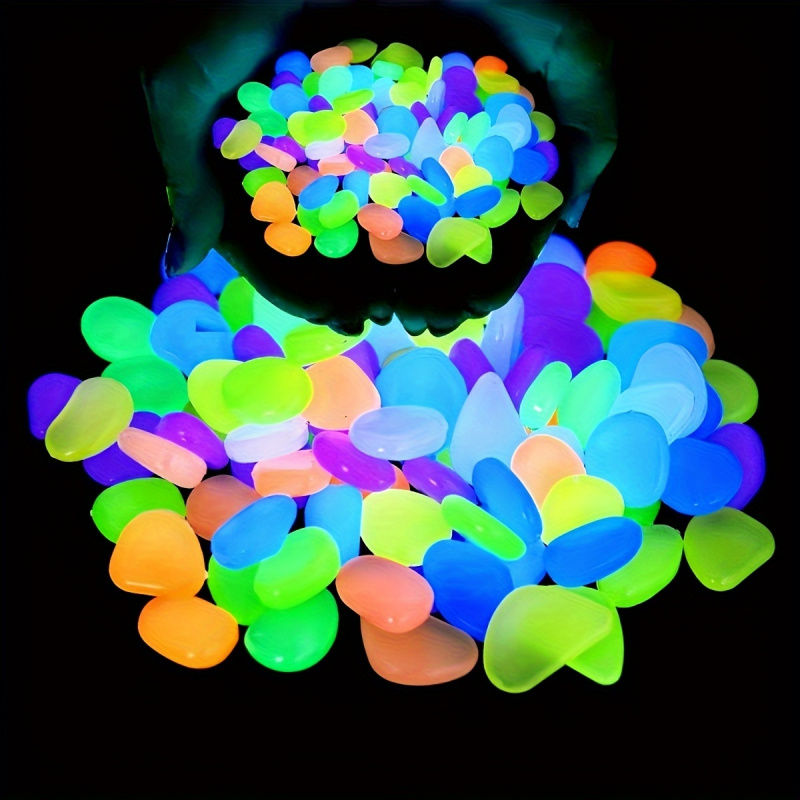 Glow in the Dark Garden Pebbles - Solar-Charged Decorative Stones (100 or 500 Pa