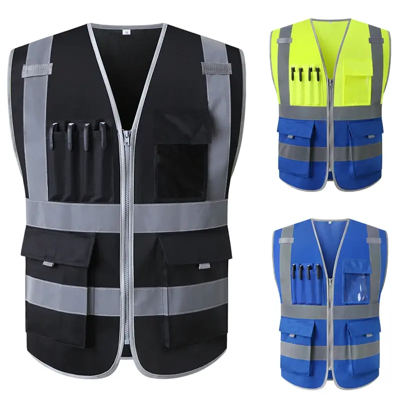 SFvest Safety Building Vest Safety Clothing Work Vest Multi Pocket Black Vest