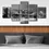 Thumbnail: Canvas Wall Art Black And White Nyc Skyline Pictures 5 PCS
