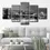 Thumbnail: Canvas Wall Art Black And White Nyc Skyline Pictures 5 PCS